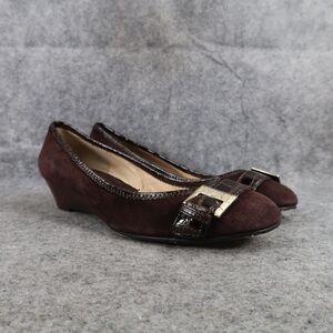 Michael Kors Shoes Women 8.5 Wedge Pump Leather Fashion Ballet Flat Brown Buckle
